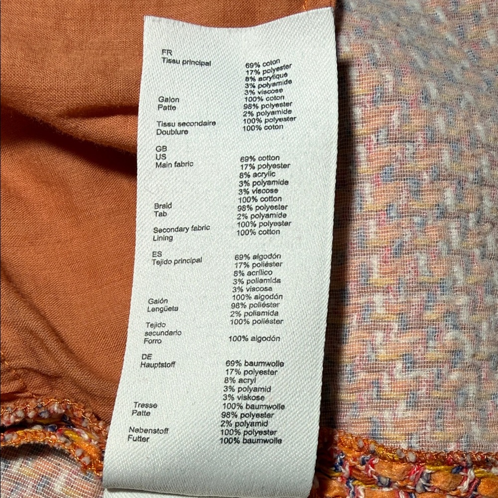Maje Peach Tweed Mini Dress with White Trim - Picture 12 of 13